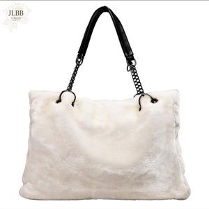 New white plush purse